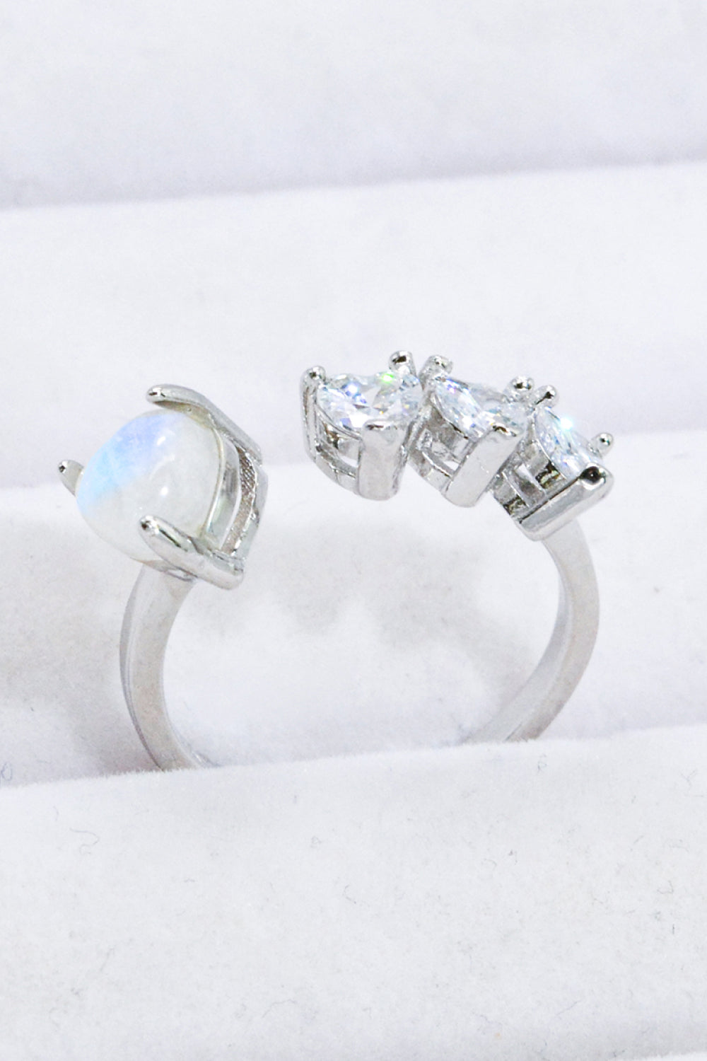 Natural Moonstone and Zircon Heart Open Ring f191a180de844f42b1b40efbf047576b-Max Trendsi