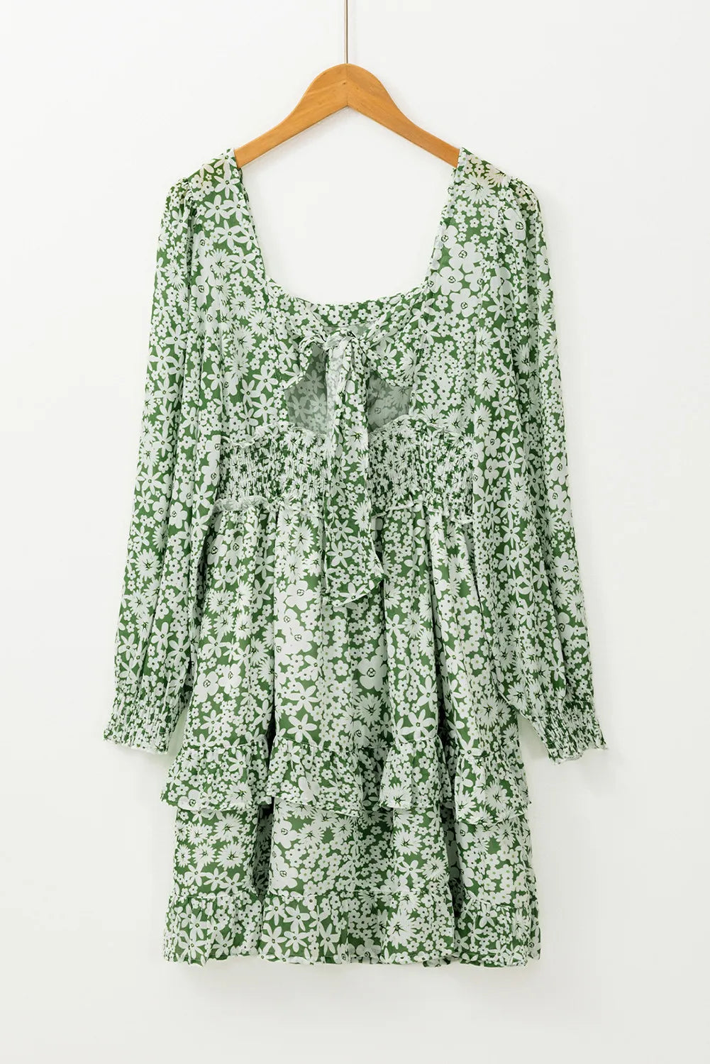 Ruffle Hem Floral Square Neck Long Sleeve Dress f1998a17-100d-48a6-b5b2-be030ff294ab-Max Glownestbest