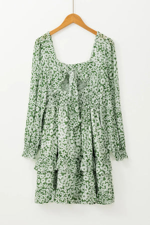 Ruffle Hem Floral Square Neck Long Sleeve Dress f1998a17-100d-48a6-b5b2-be030ff294ab-Max Glownestbest
