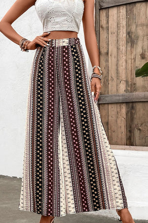 Shiny Floral High Waist Wide Leg Pants f1e76c049c9944449b1fcda4de062ab5-Max Trendsi
