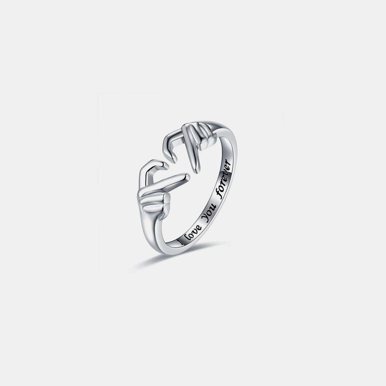 Hand Heart Shape 925 Sterling Silver Open Ring Silver 7 f2299f6d-9de8-4784-b0b0-4eaca7f56ada-Max Trendsi