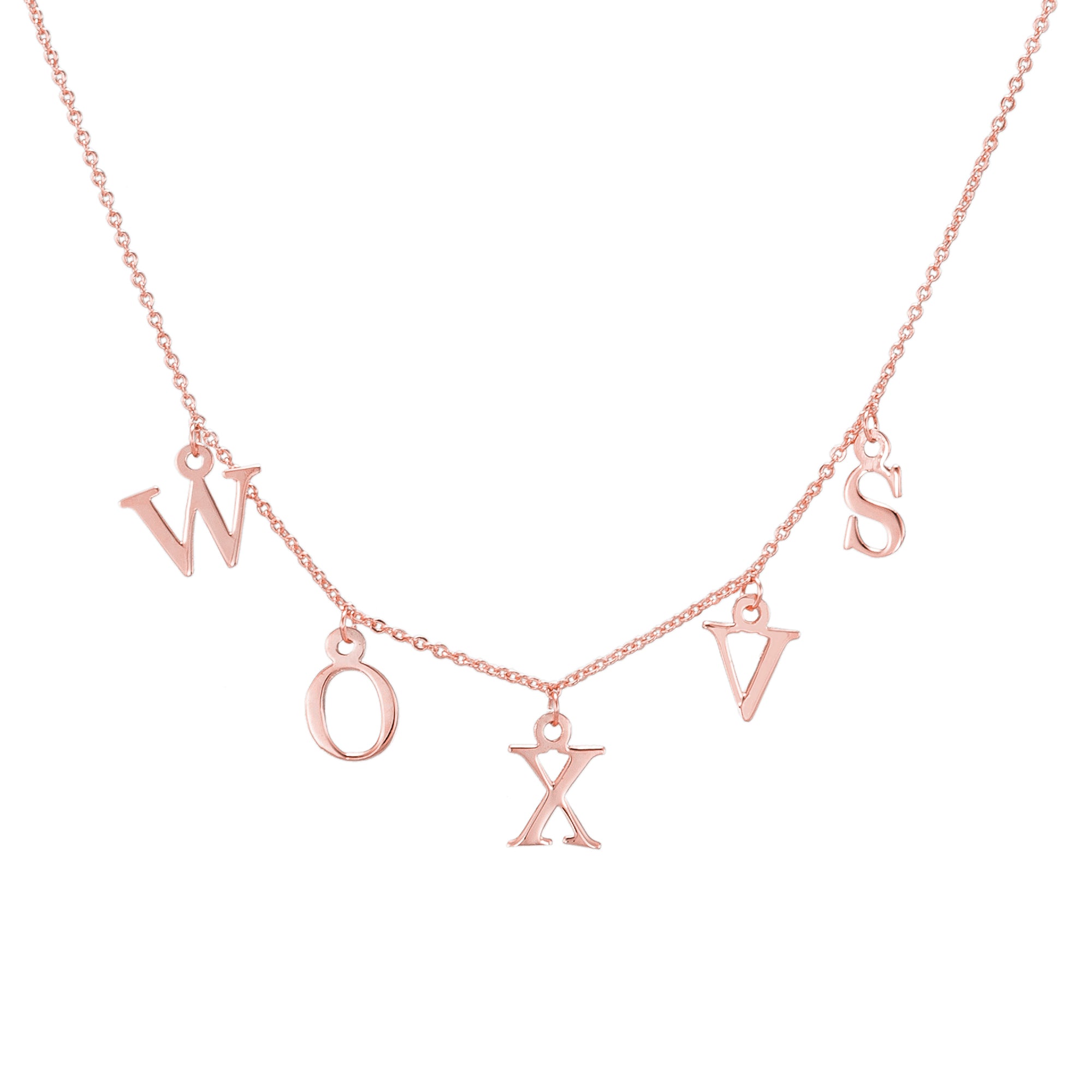 Handmade Multiple Single Letter Customizable Necklace Rose gold f230a499-0ea8-4304-8ace-d3cbc4a9615e Artshiney