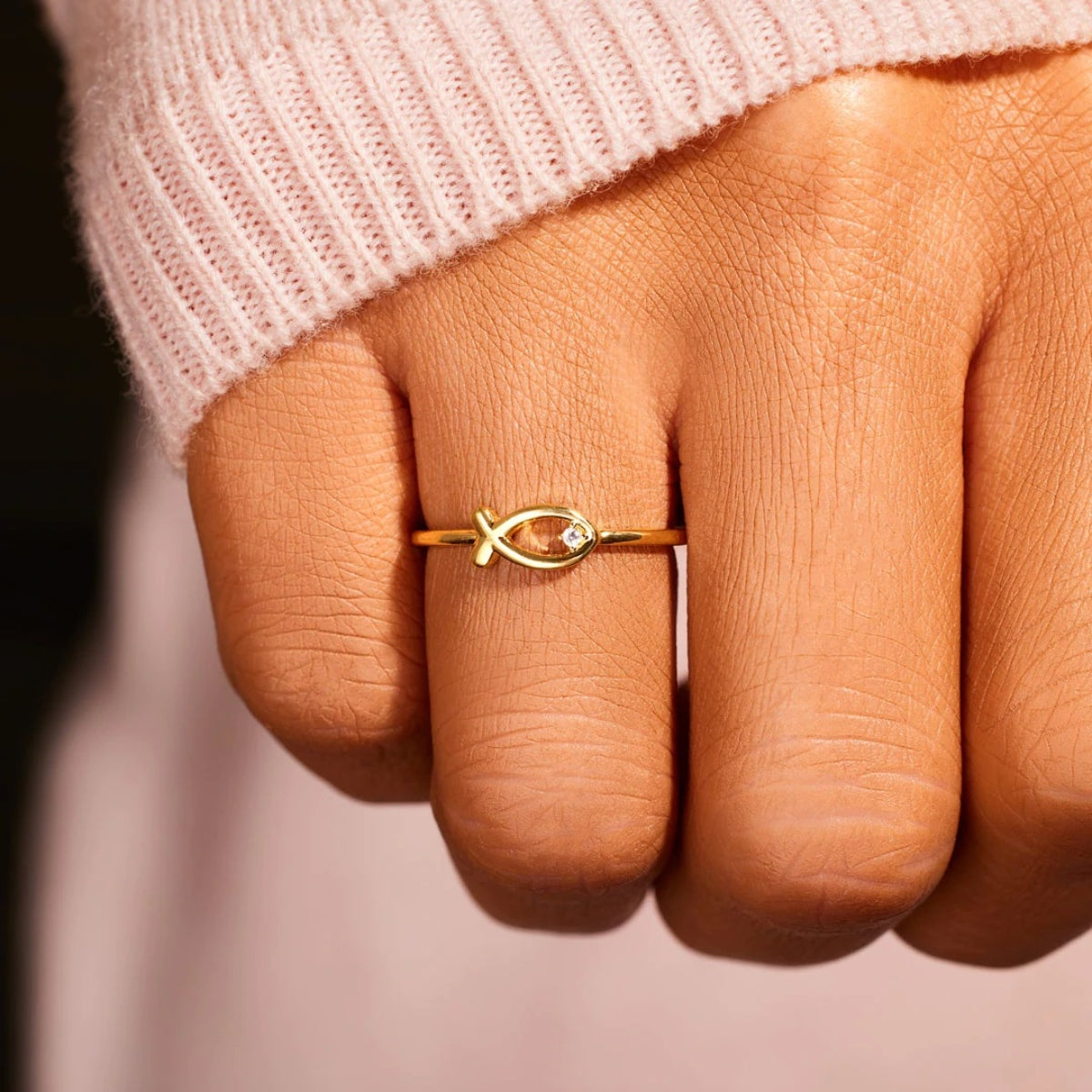 925 Sterling Silver Inlaid Zircon Fish Ring Gold f26a16ea-db4e-4442-9d2f-915bd4f7143d-Max Trendsi