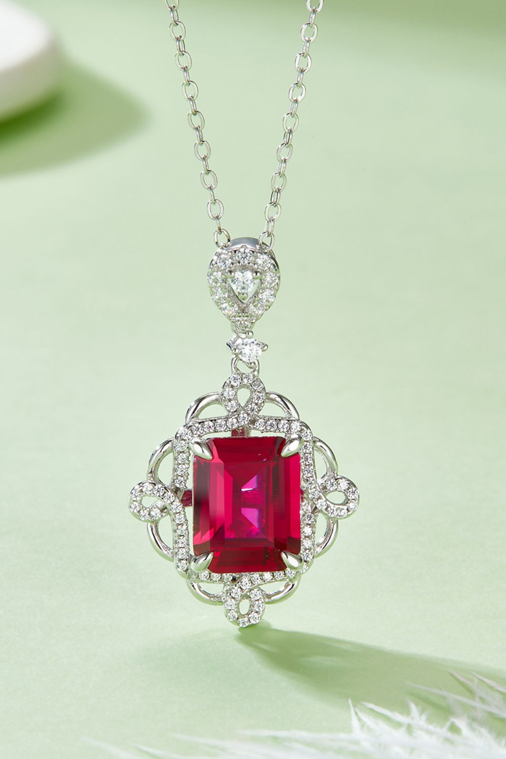 925 Sterling Silver Ruby Pendant Necklace f2871e48-724a-4f67-91e1-c64e0ee01056-Max Trendsi