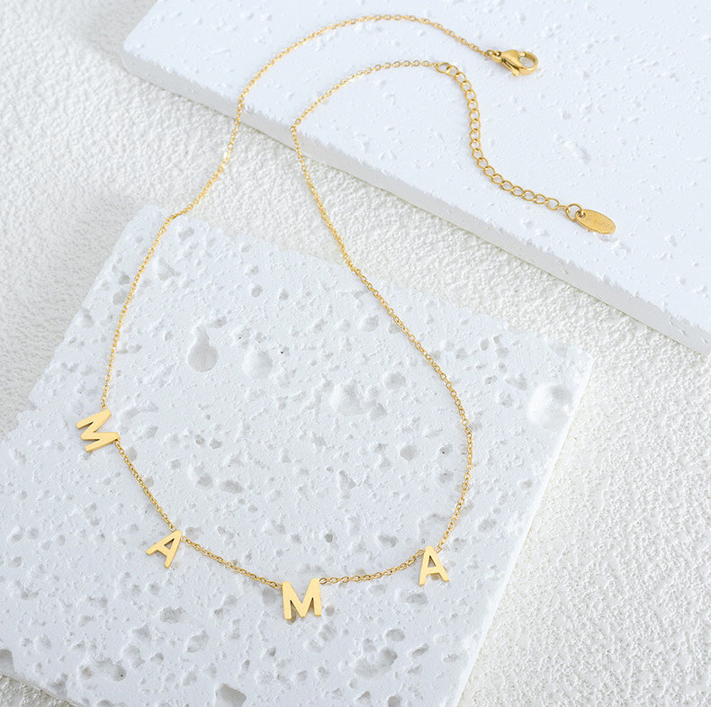 18K gold simple and elegant letter "MAMA" design light luxury style necklace f2aabf83-ca5e-40fa-800e-cabf3ccb96e4 Artshiney