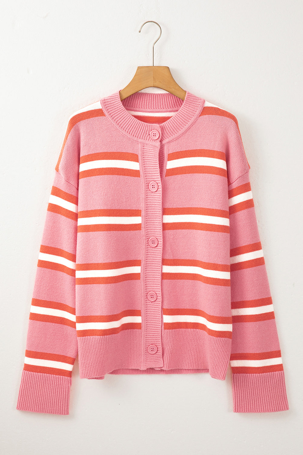 Striped Button Down Long Sleeve Cardigan f2dddfc529444c7088eb8e27aef6532d-Max Glownestbest