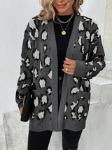 Leopard Open Front Dropped Shoulder Cardigan Dark Gray f2e51a56-b175-47a9-b148-591d00e3d4a6-Max Glownestbest