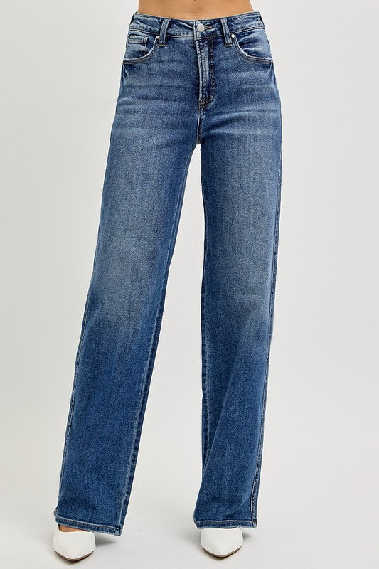 RISEN Full Size Tummy Control High Rise Jeans Dark f31d4a15-4246-46b6-93c1-f43f394ff1ff-Max Trendsi