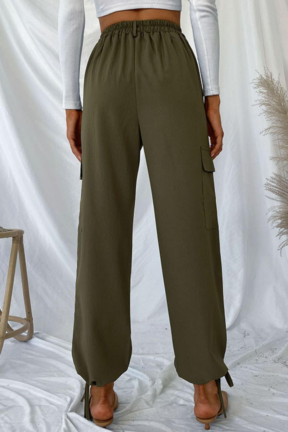 Perfee Drawstring Ankle Cargo Pants f3639bf76b694c7984779dd115574b1d-Max Trendsi