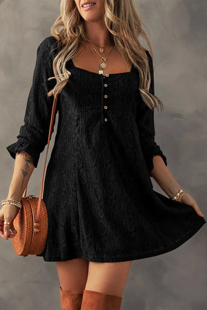 Textured Square Neck Mini Dress f36a17cf-1cd2-4a96-abd4-1c42b9df3dd1-Max Glownestbest