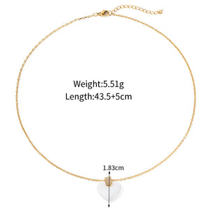 18K Gold Exquisite Personality Square Diamond and Heart Shape Ceramic Pendant Necklace White f3d1e55d-6052-49cf-bee1-e4236e8d3561 Artshiney