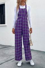 Perfee Plaid Straight Leg Overalls Vivid Violet f3eab85a0ea24148bece20382dceda8c-Max Trendsi