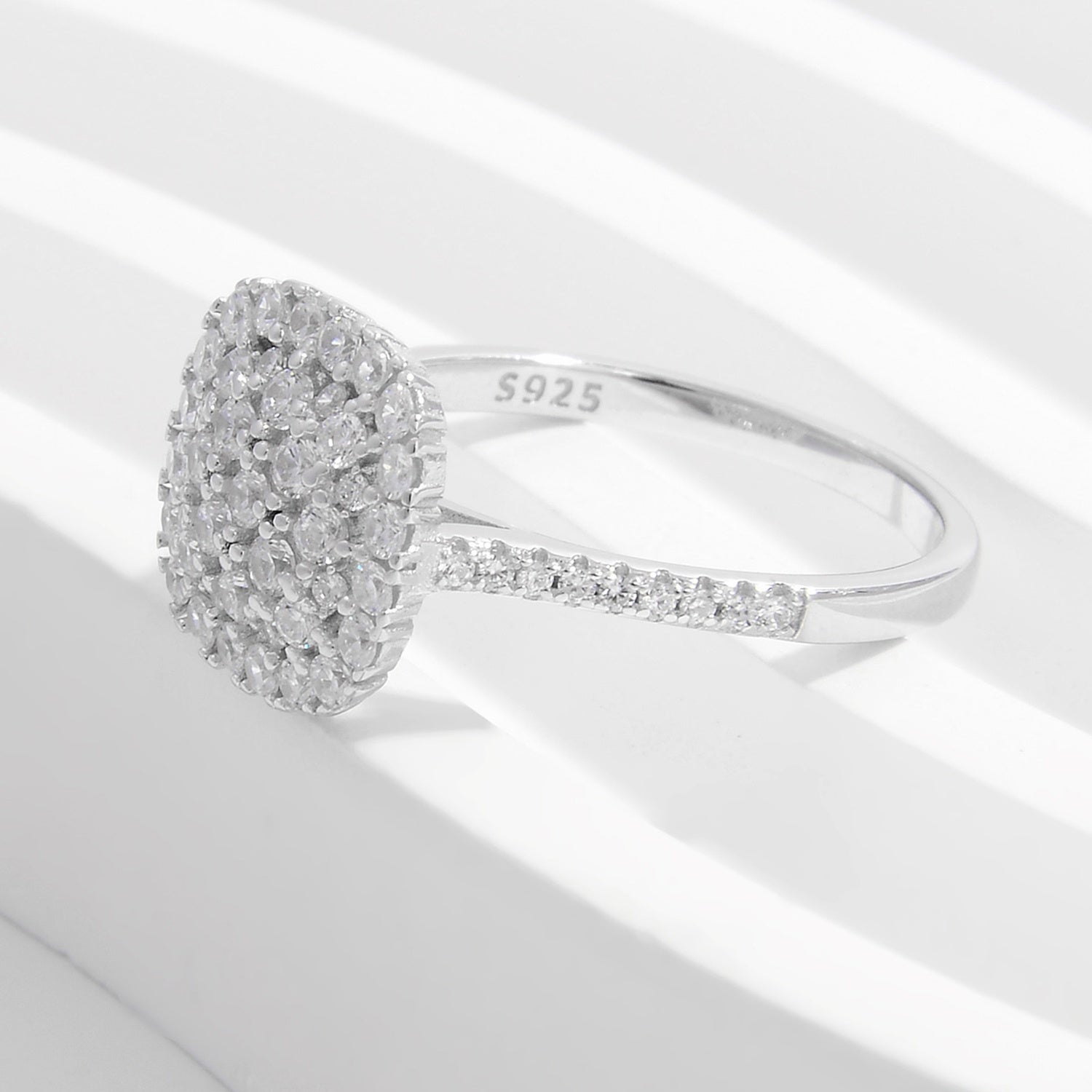 925 Sterling Silver Inlaid Zircon Square Shape Ring f4245c35-1ccf-4382-ad40-37e0229e12bf-Max Trendsi