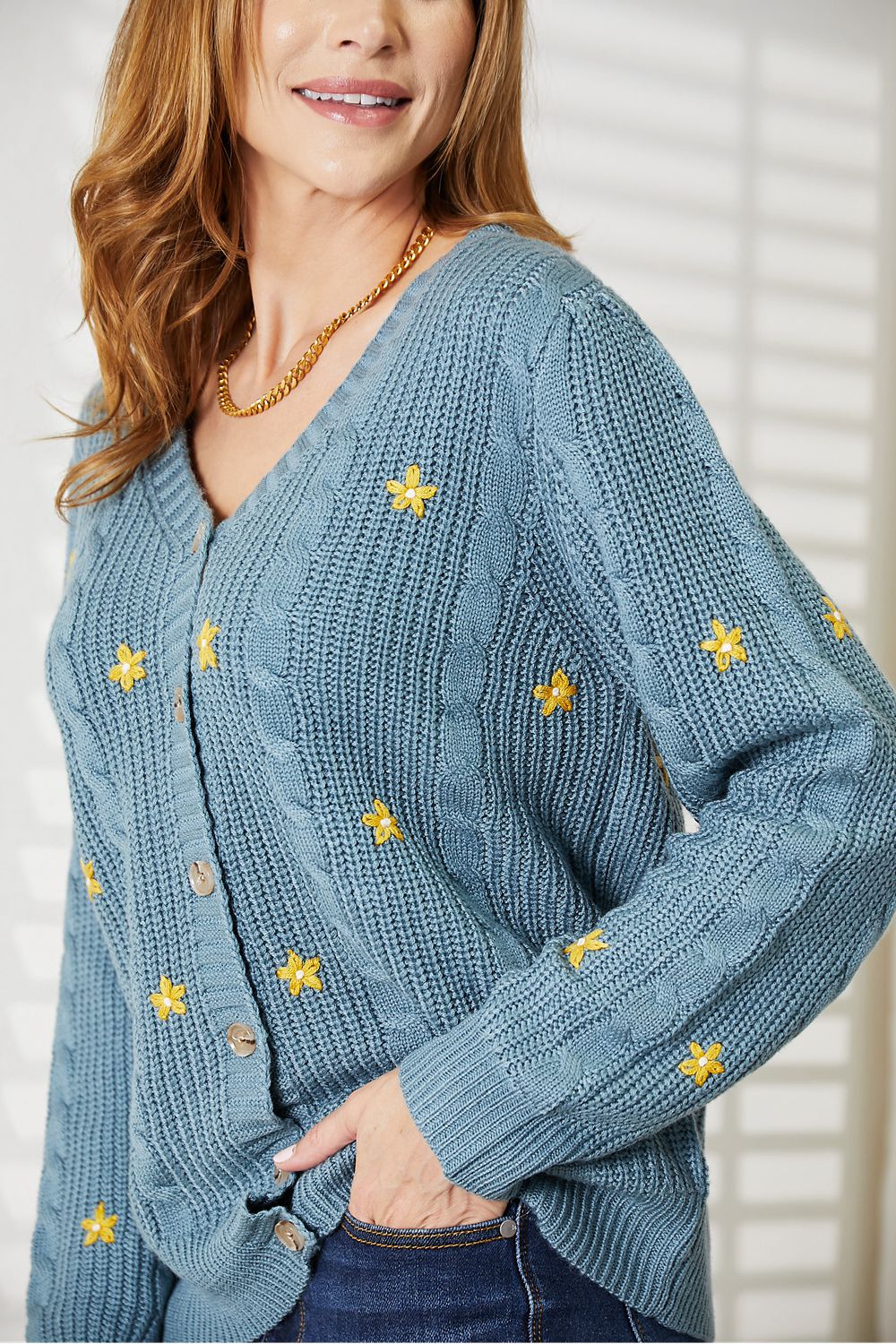 Glownestbest® | HEYSON Full Size Floral Embroidered Cable Cardigan f5d2b8457d214b9580297f498f838e5c-Max Glownestbest