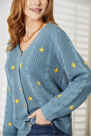 Glownestbest® | HEYSON Full Size Floral Embroidered Cable Cardigan f5d2b8457d214b9580297f498f838e5c-Max Glownestbest