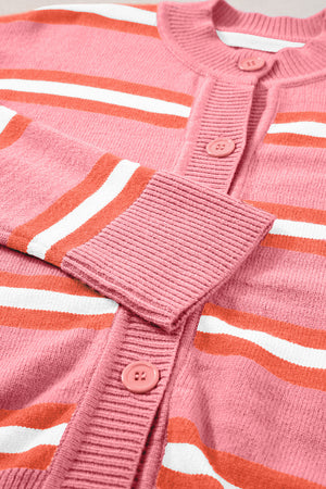 Striped Button Down Long Sleeve Cardigan f5f7259624c24d4c8cf5b80006ce72ac-Max Glownestbest