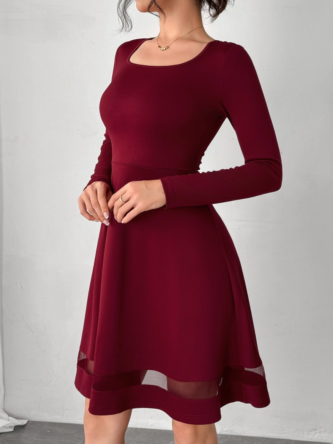 Square Neck Long Sleeve Mini Dress f63db9e4-f585-4546-9f0b-552478b95230-Max Glownestbest