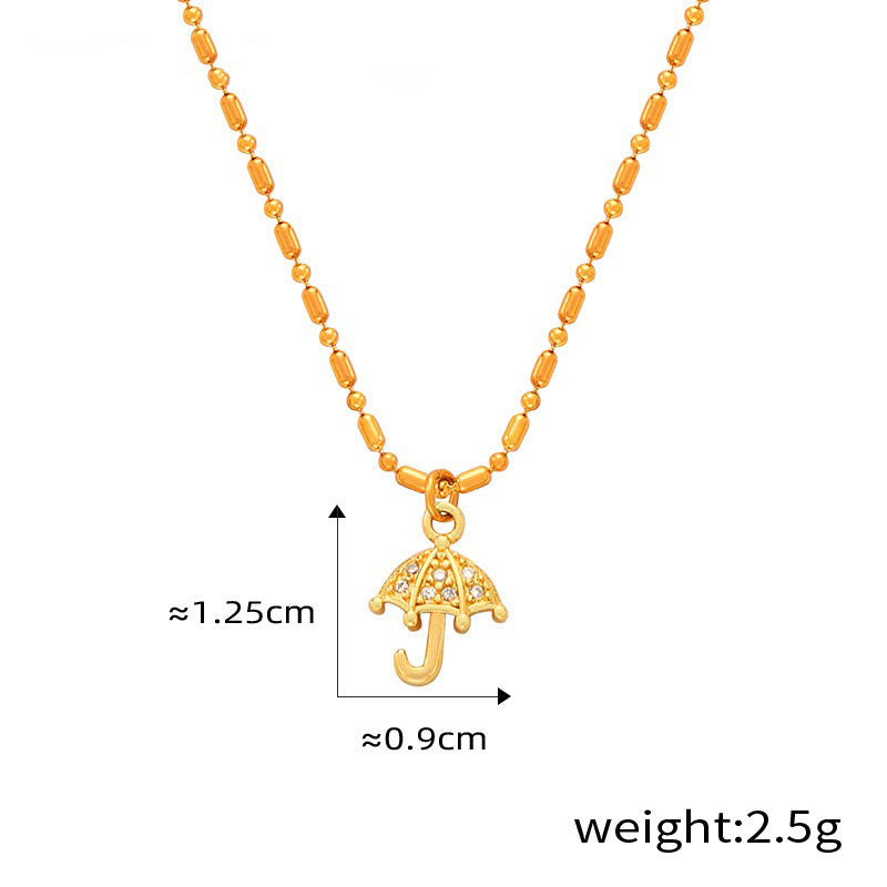 18K gold noble personality wings/hollow heart/arrow through the heart/umbrella/moon design light luxury style necklace Umbrella f6677123-115c-47a1-8a70-da52d5c00b24 Artshiney