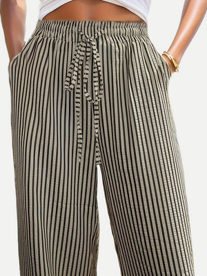 Drawstring Striped Elastic Waist Pants f670a382-1a12-4d83-83e2-0871f52c7bf5-Max Trendsi