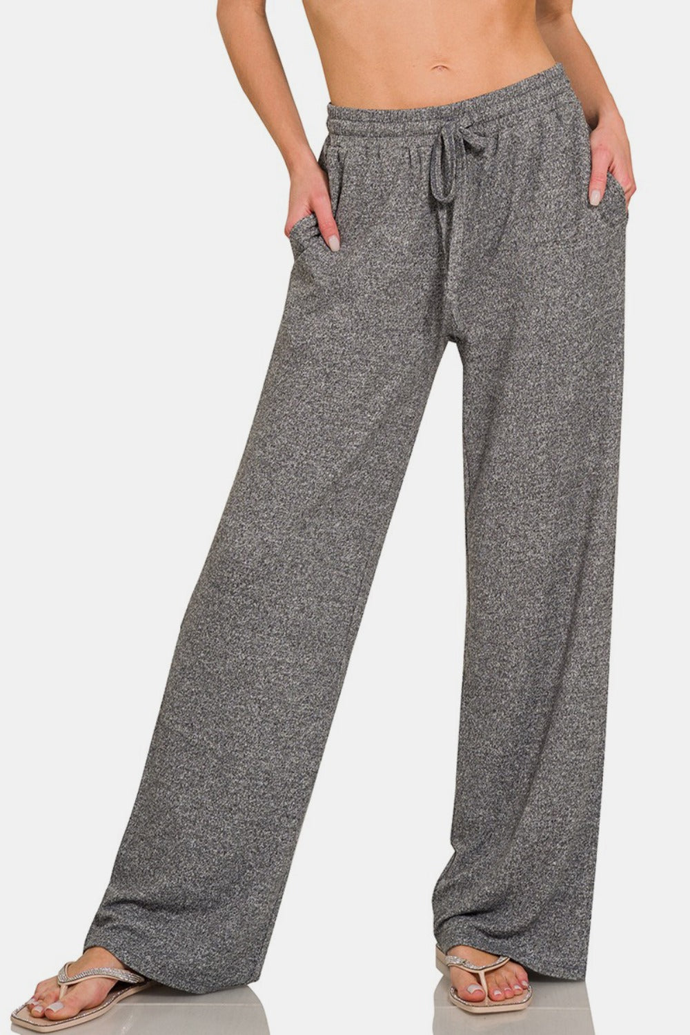 Zenana Drawstring Wide Leg Pants with Side Pockets Black f6ecdd5f-6296-4f16-983c-18a33c4ab2c1-Max Trendsi