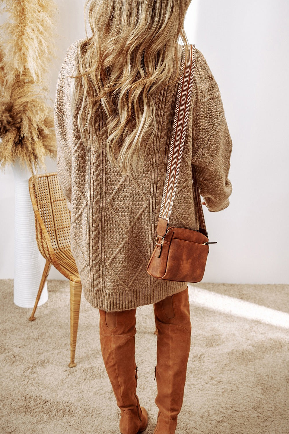 Cable-Knit Round Neck Sweater Dress f7407f3b-c74c-4bae-ac7c-edc9a11d81e5-Max Glownestbest