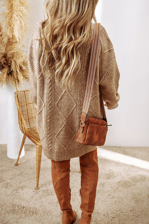 Cable-Knit Round Neck Sweater Dress f7407f3b-c74c-4bae-ac7c-edc9a11d81e5-Max Glownestbest