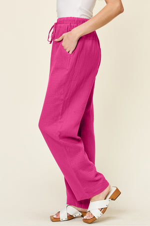 Double Take Full Size Texture Drawstring Straight Pants f754a544-4d2d-4805-bf16-4d08be6d99ff-Max Trendsi