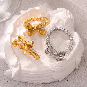 Twisted Titanium Steel Bow Ring f7687a53-25df-4d04-a62c-debc8d8ea4e6-Max Trendsi