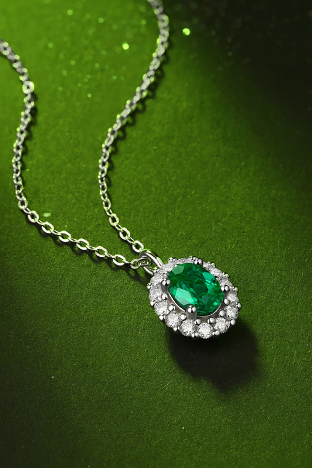 1.5 Carat Lab-Grown Emerald 925 Sterling Silver Necklace f76da431bd464124a9399299c9bbc185-Max Trendsi