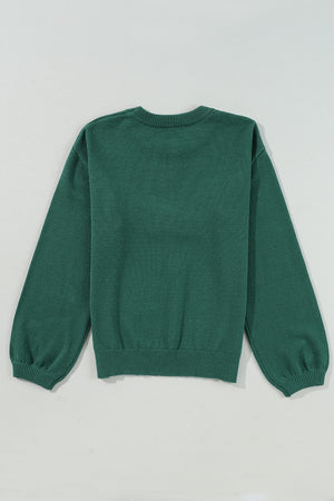 Blackish Green Pearl Beaded Merry Casual Sweater f800b52d8dd35f49 Glownestbest