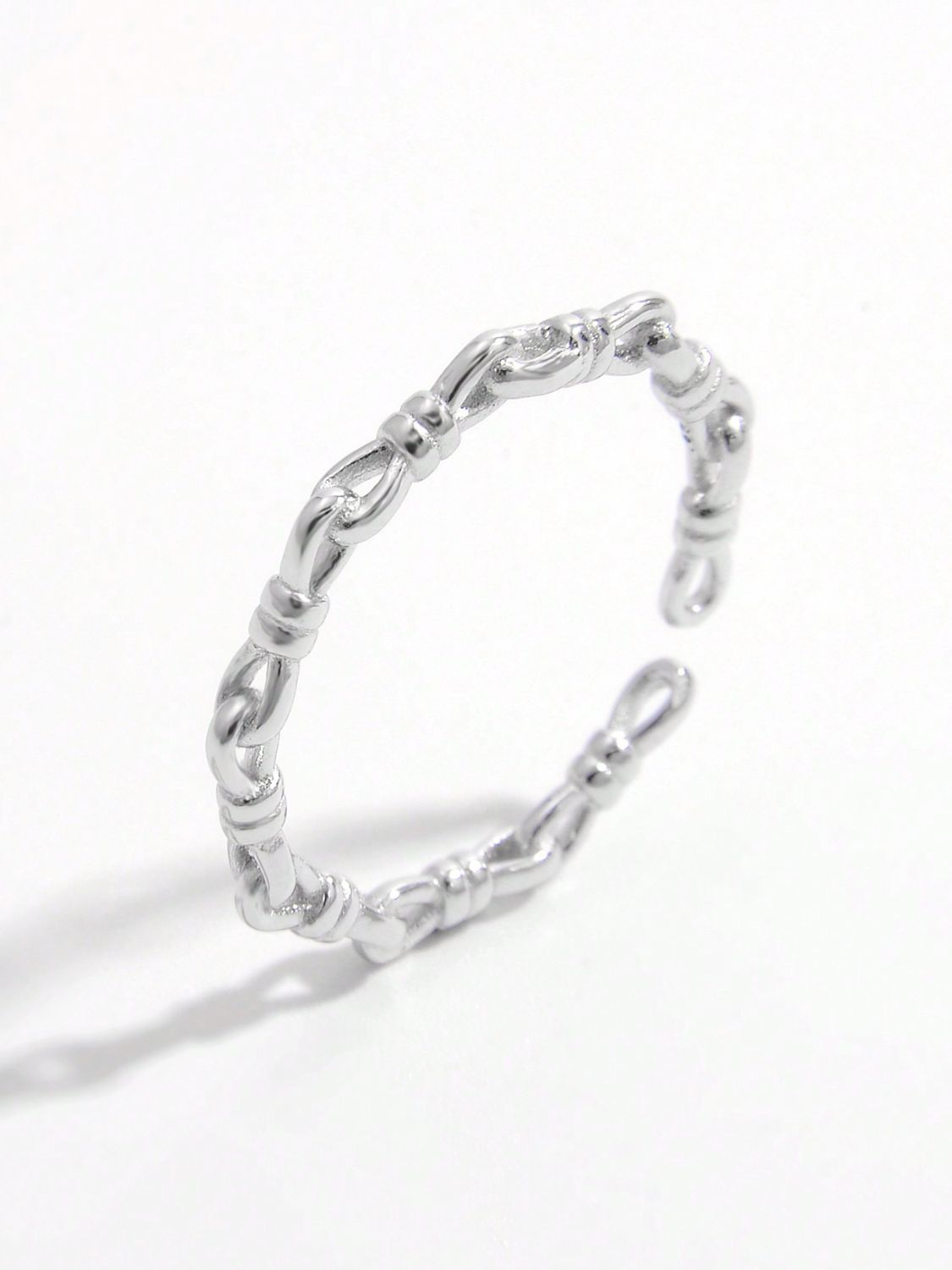 925 Sterling Silver Knot Shape Open Ring f909d95a-c0db-4913-9d4e-7abe8044ba46-Max Trendsi