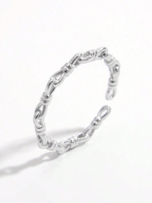 925 Sterling Silver Knot Shape Open Ring f909d95a-c0db-4913-9d4e-7abe8044ba46-Max Trendsi