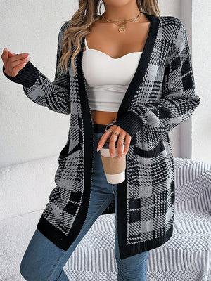 Plaid Open Front Long Sleeve Cardigan f93c82ff-dc44-4870-8566-2505eaa8b1dc-Max Glownestbest