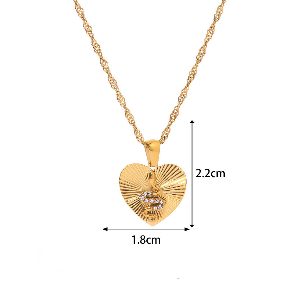 18K Gold Exquisite Compass Snake Inlaid Zircon Design Light Luxury Style Necklace f9413dbb-de7f-4fb0-ac24-3e1736dcee21 Artshiney