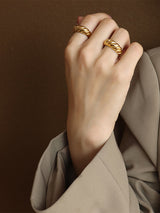 Ribbed Titanium Steel Ring Gold f964fa4a-e69e-4bc4-b08a-58caae6cb5b8-Max Trendsi
