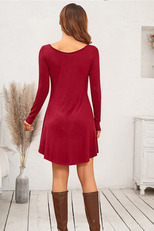 Round Neck Long Sleeve Mini Dress f978e5dd-1478-409d-82f1-9f4c566fbfc5-Max Glownestbest