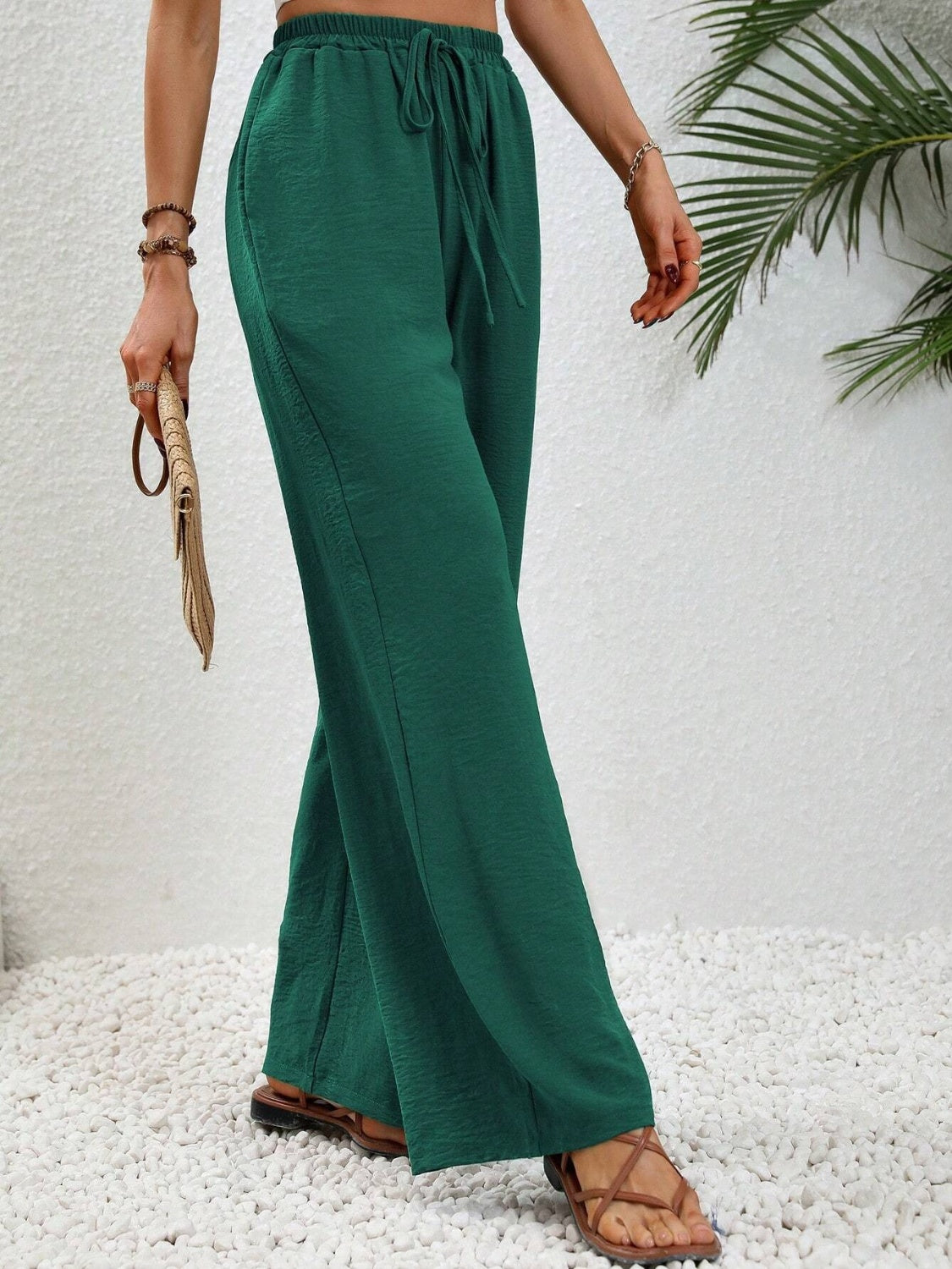 Wide Leg Drawstring Pants f9863152-3eb9-446d-8383-252a4005d823-Max Trendsi