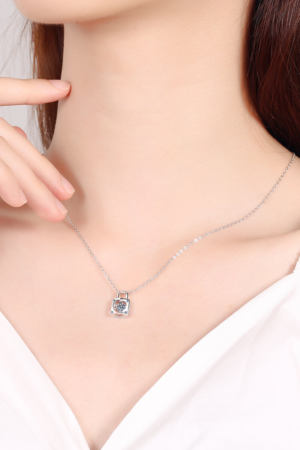 Adored Moissanite Lock Pendant Necklace f9b2b848d8d943158b727479c7ad5993-Max Glownestbest