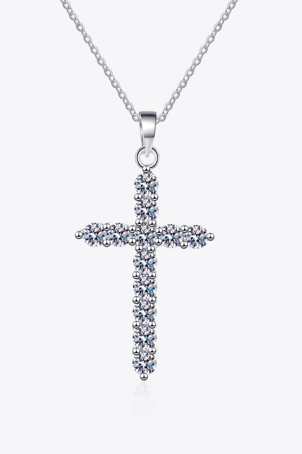 Adored 925 Sterling Silver Cross Moissanite Necklace f9c28855905748d4b0ec53ef52bec1be-Max Trendsi