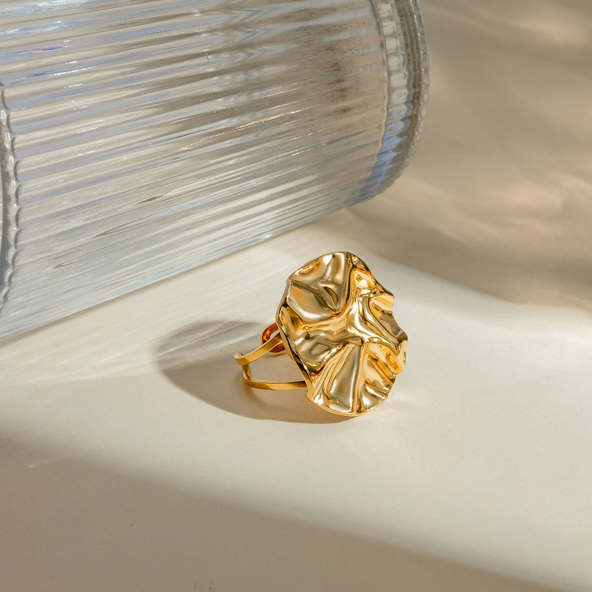 18K Gold-Plated Irregular Open Ring f9c82ff0-6ac8-4ad1-8b62-96de083ebc2a-Max Trendsi