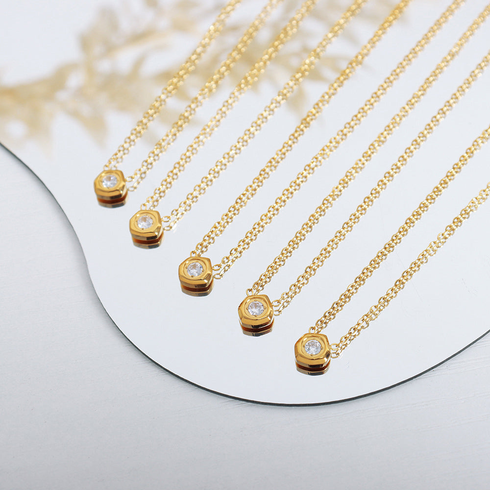 18K Gold Simple Atmosphere Irregular Rhombus Inlaid Zircon Design Versatile Necklace f9e8dc70-1eb1-481d-a002-3b5407d704c2 Artshiney