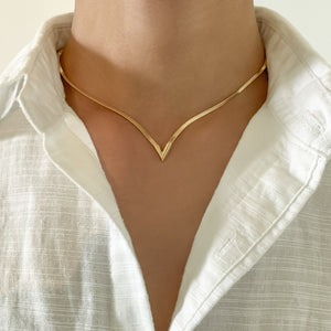 Fashion Simple V-Shaped Flat Snake Chain Necklace fa0b5c94-8977-4124-b993-e587d5c8f690 Artshiney