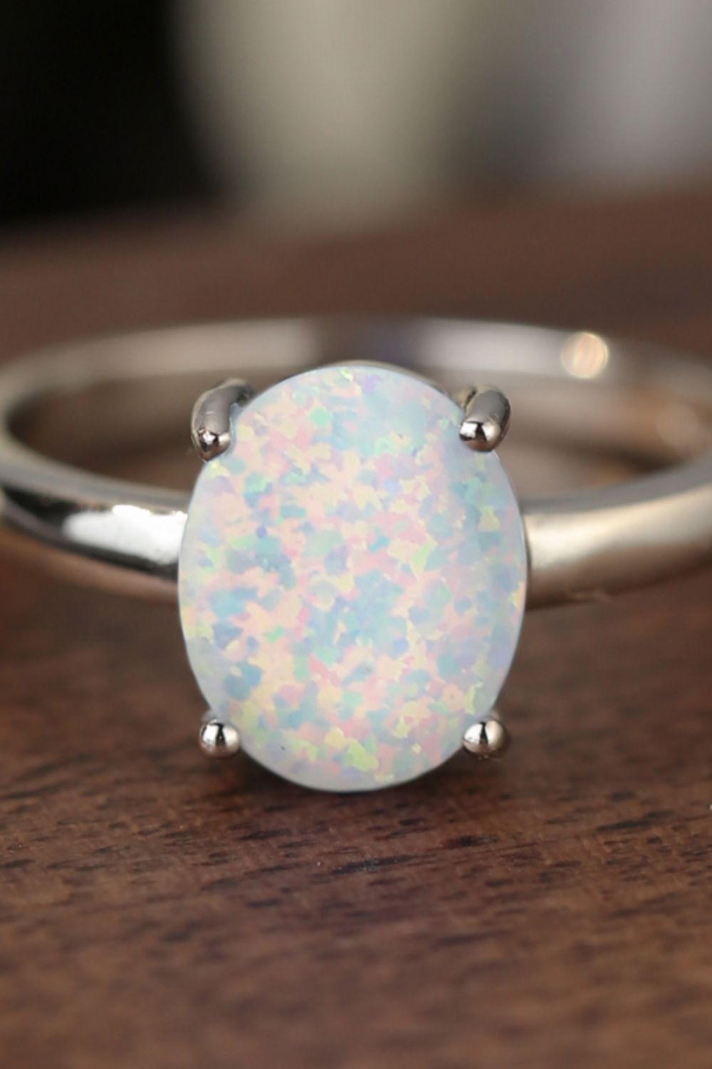 925 Sterling Silver Opal Solitaire Ring fa700072a546435bad22e53d0a9dbf9c-Max Trendsi