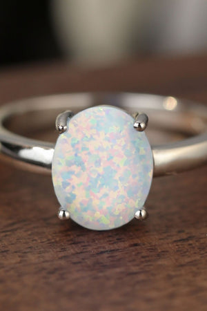 925 Sterling Silver Opal Solitaire Ring fa700072a546435bad22e53d0a9dbf9c-Max Trendsi