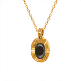 18K Gold Simple Atmospheric Oval Inlaid Zircon Carving Design Versatile Pendant Necklace Only faf23efa-d059-413c-a9bd-535a4a674bdd Artshiney
