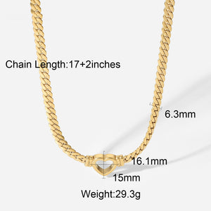 18K Gold Trendy Fashion Flat Snake Chain Hollow Heart Design Pendant Necklace Style A fbb99f9c-3014-42e0-92df-4d3d6e63f697 Artshiney