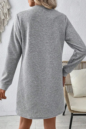 Textured Round Neck Long Sleeve Mini Dress fbd0d573-7771-48c0-9bc2-272a912b34af-Max Glownestbest