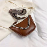 PU Leather Chain Trim Crossbody Bag Brown One Size fc0587fe-5202-4bb9-b6c8-444161f0cc90-Max Trendsi