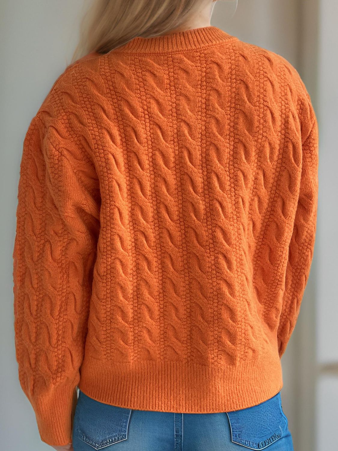 Cable-Knit Round Neck Long Sleeve Cardigan fc69737c-c342-4f0f-85e4-6e27abcd781d-Max Glownestbest