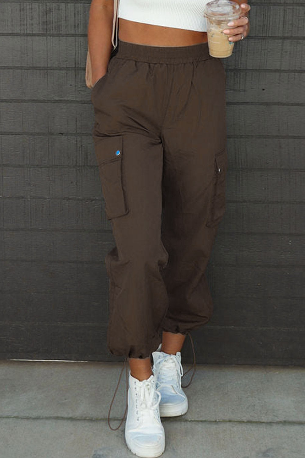 Drawstring Elastic Waist Pants with Pockets Mocha fc794e1b-e992-4e56-b3a5-43bab16253b7-Max Trendsi